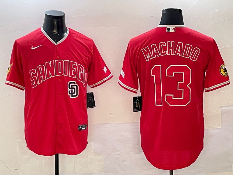 Men San Diego Padres #13 Machado Red Jointly Name Game Nike 2025 MLB Jersey style 3->san diego padres->MLB Jersey